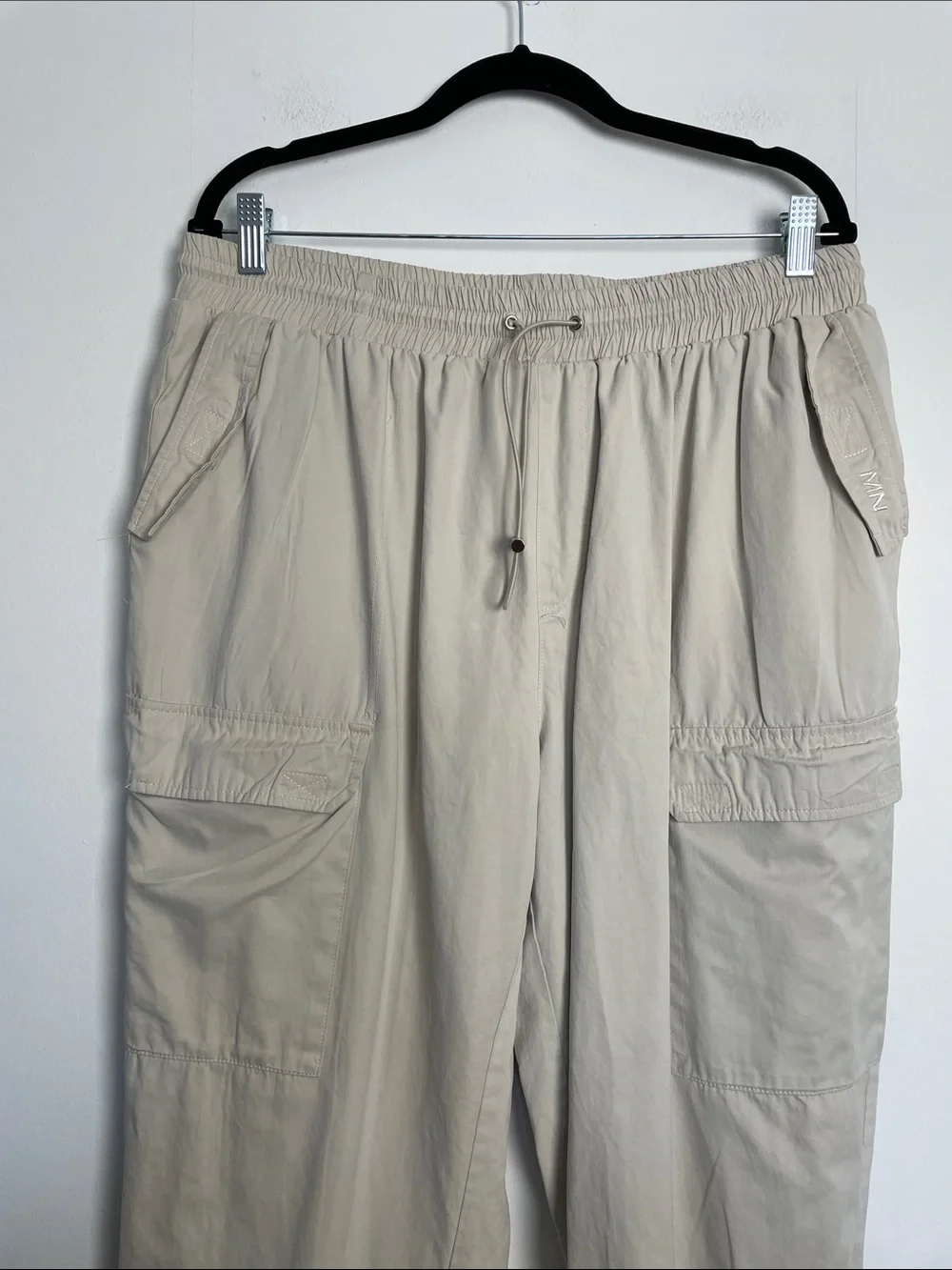 Mennace Men's XL Casual Khaki Drawstring Waist Ankle Cargo Jogger Relaxed Pants